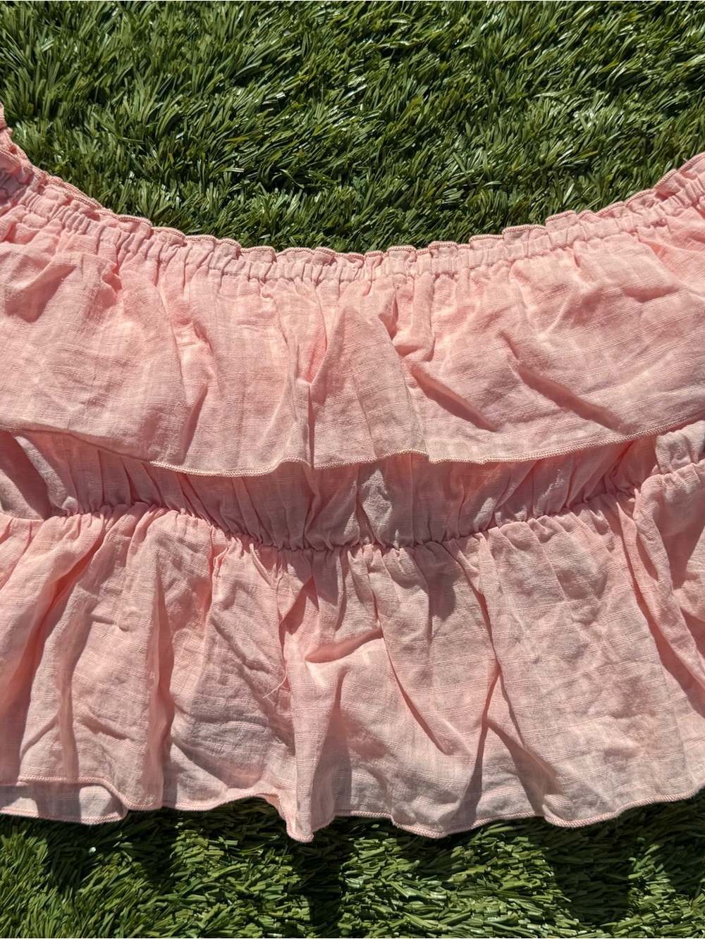 Pink Ruffle Tie-Front Crop Top - Picture 2 of 4